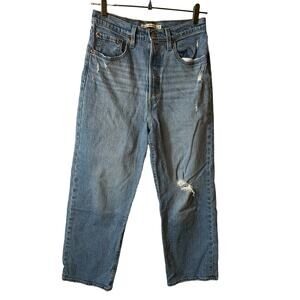 Levi's Premium New Women's Ribcage Straight Ankle Distressed Jeans Sz 27 Casual